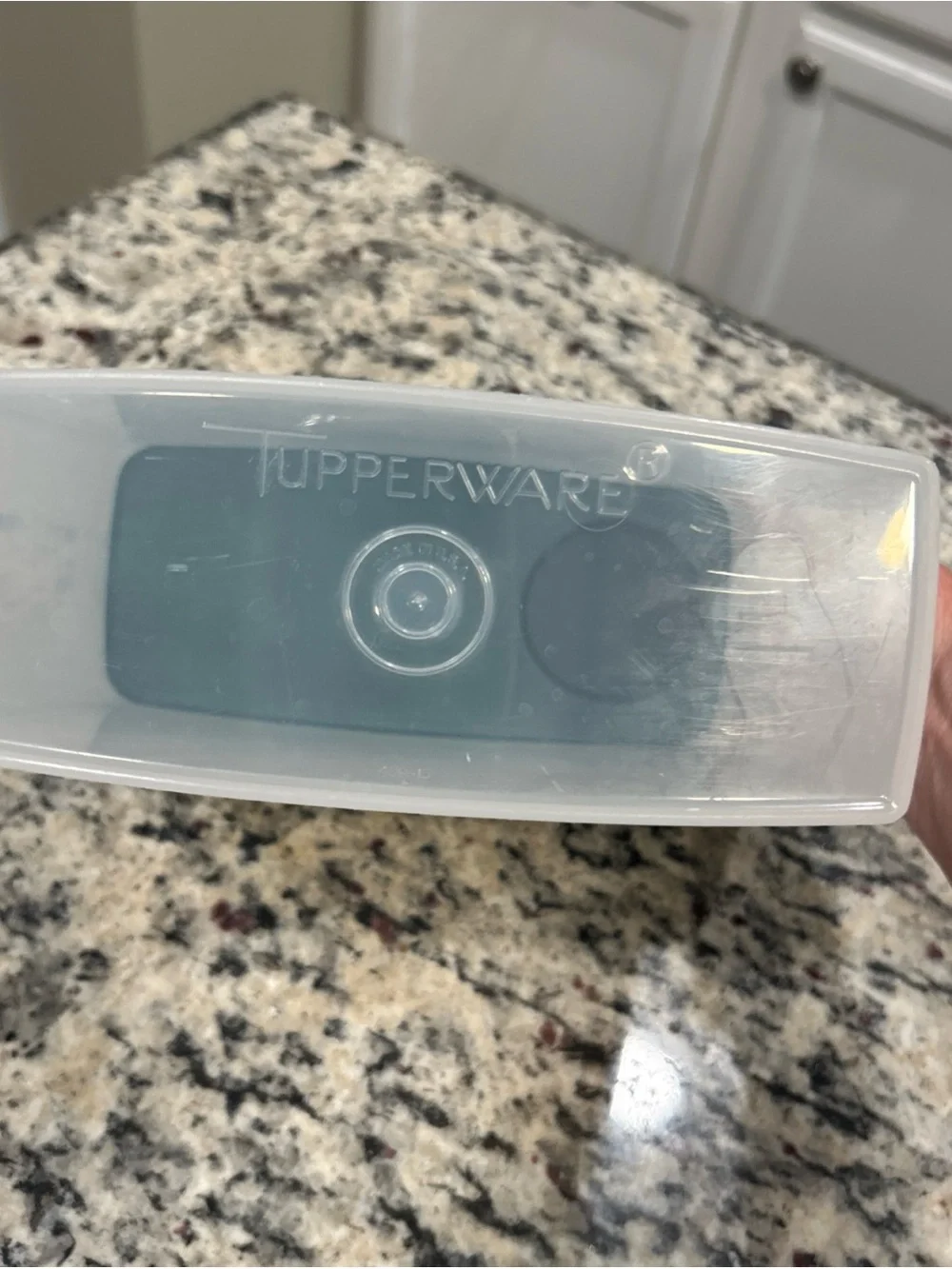 Tupperware Rectangular Plastic cereal keeper w/ Green Snap Lid, #469
